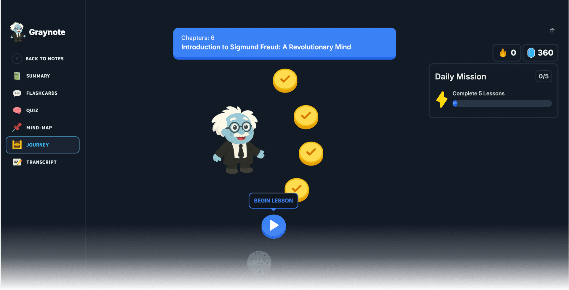 Image of a learning journey inside of the web application